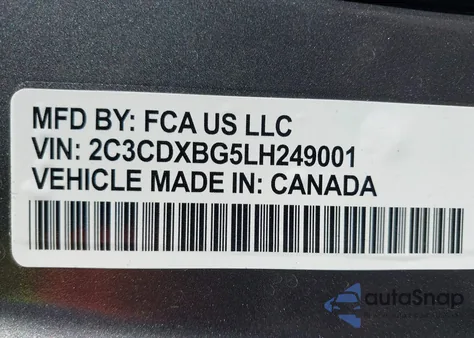 2020 Dodge Charger Sxt Rwd из США, поврежденный, VIN 2C3CDXBG5LH249001